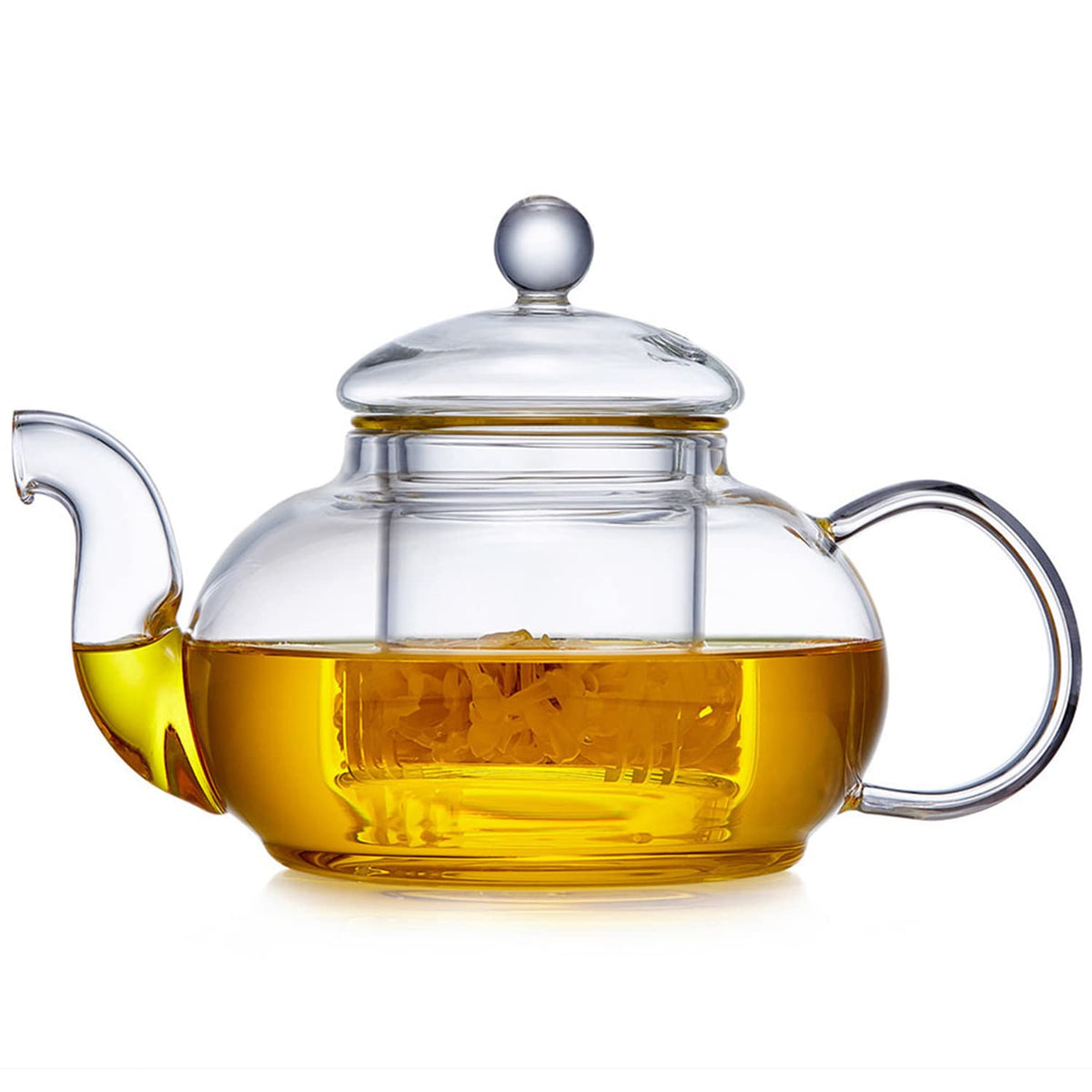 DOPUDO glass teapot with removable infuser for blooming tea brewing at home.