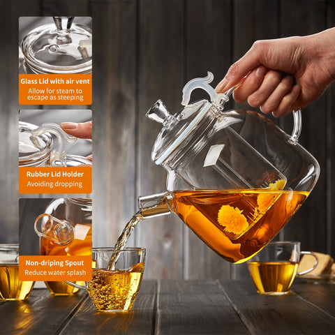 DOPUDO stovetop-safe teapot enables quick, hot brews on kitchen range.