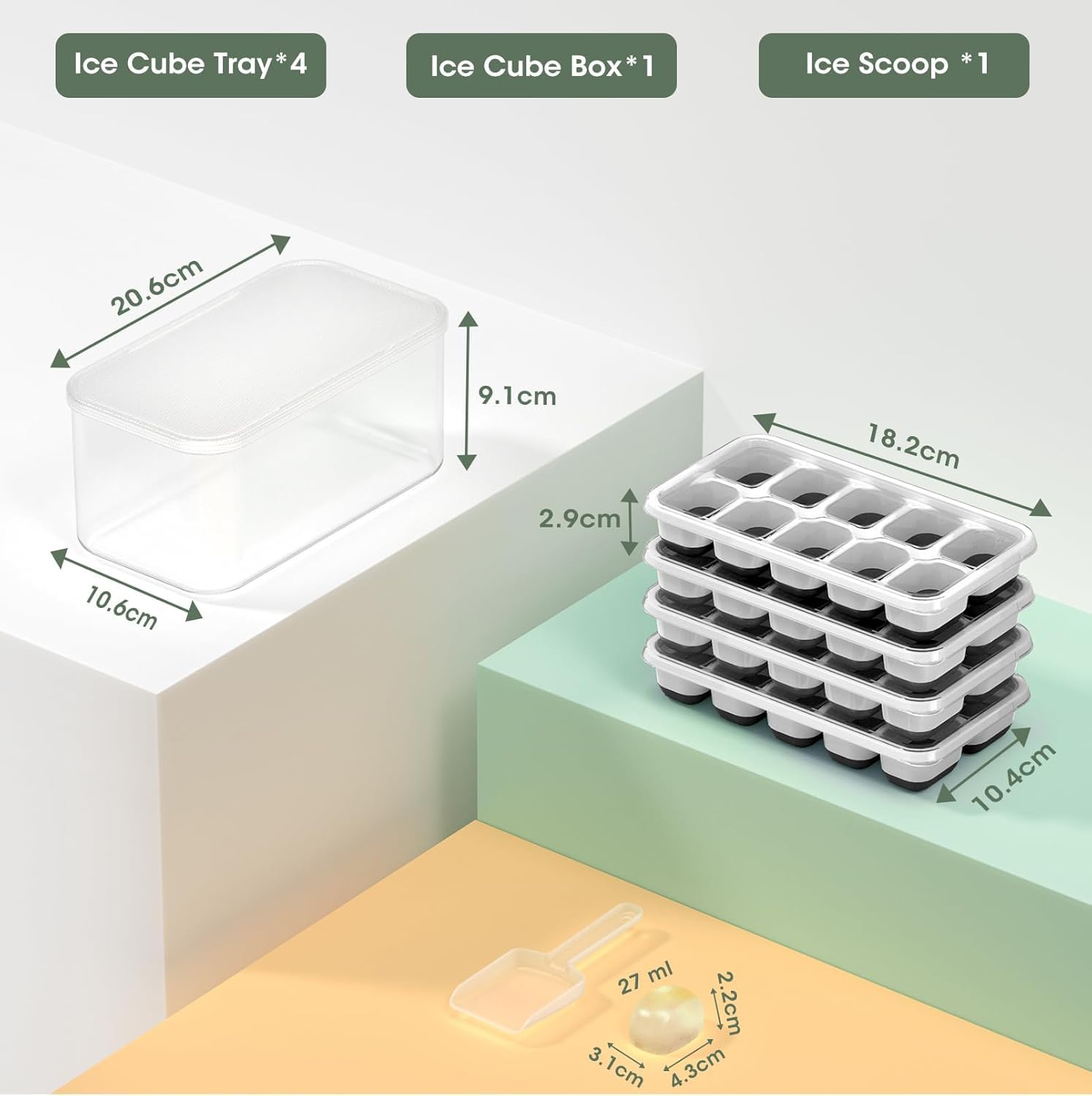 DOQAUS stackable ice trays save vertical freezer space efficiently