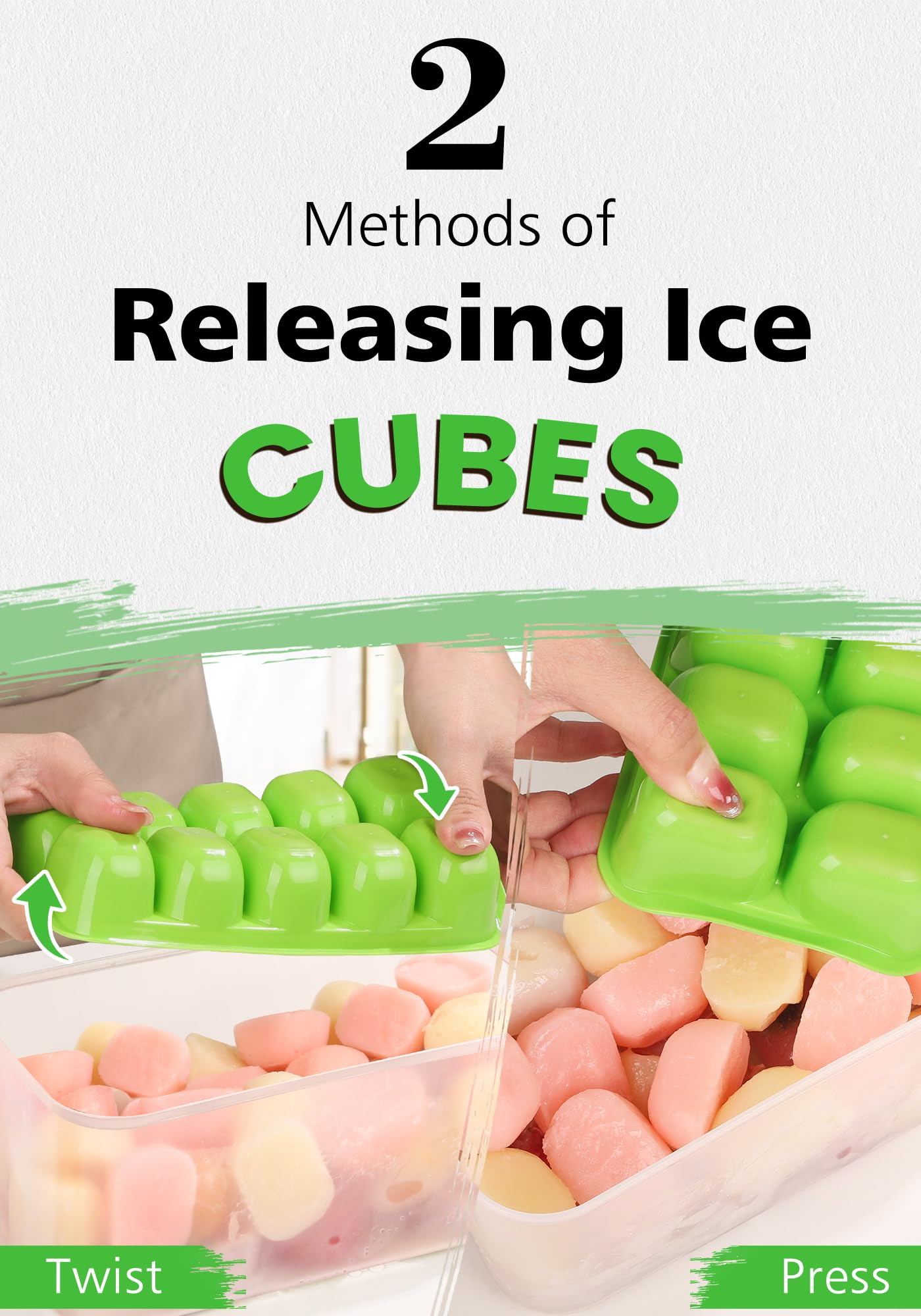 DOQAUS stackable ice trays save freezer space for convenient storage.