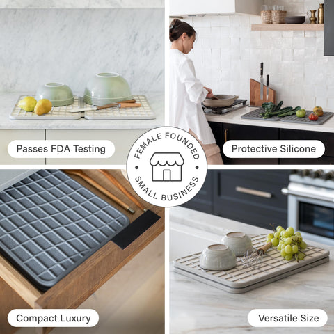 Dorai Home large dish pad sandstone close-up of diatomaceous earth material.