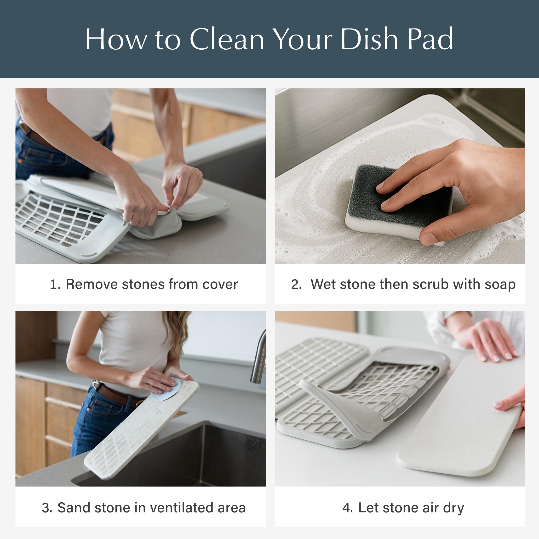 Dorai Home large dish pad sandstone collapsible design folded for compact storage.
