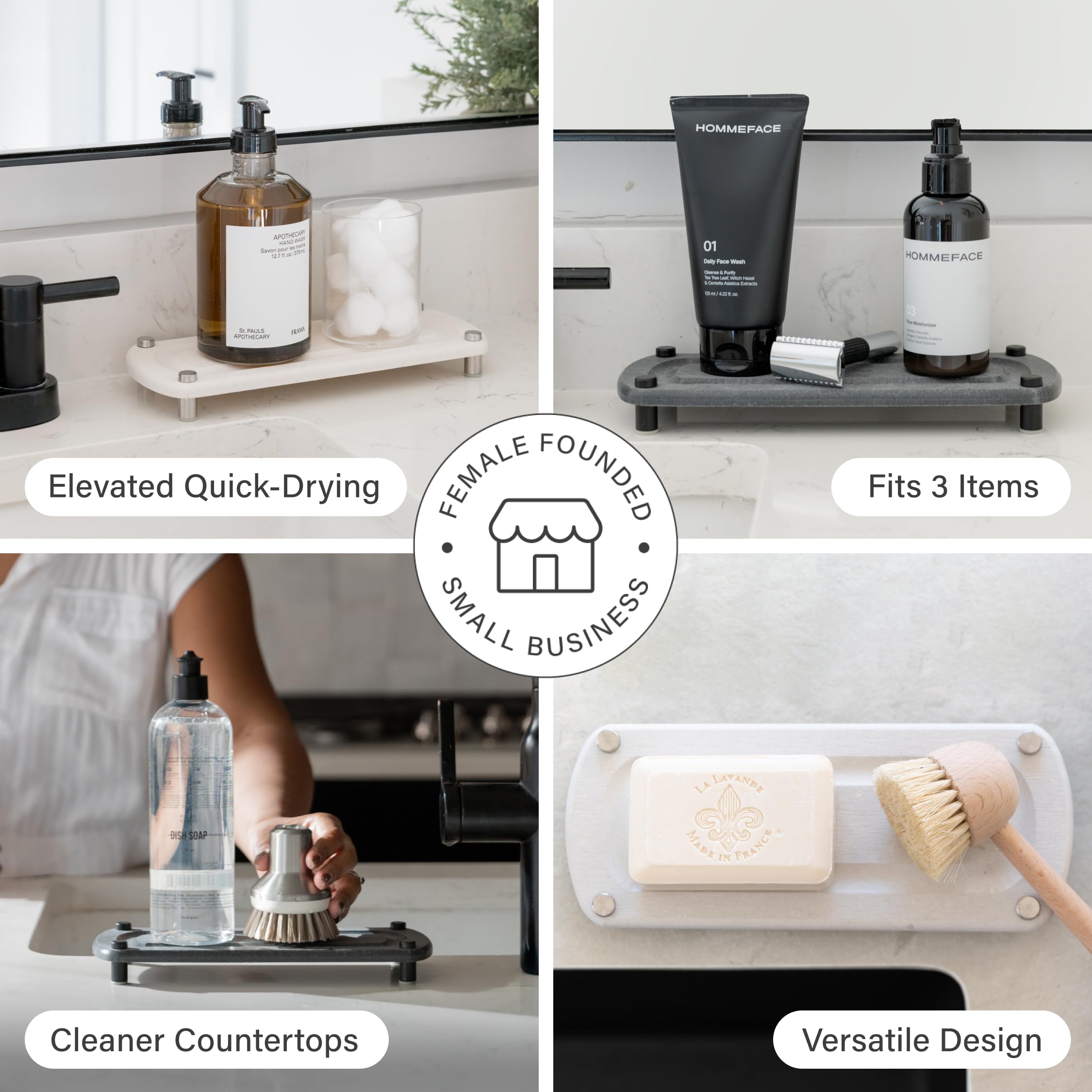 Dorai Home Sink Caddy quick-dry design dries after use, reducing mess.