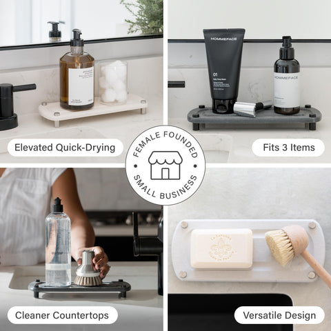 Dorai Home Sink Caddy quick-dry design dries after use, reducing mess.