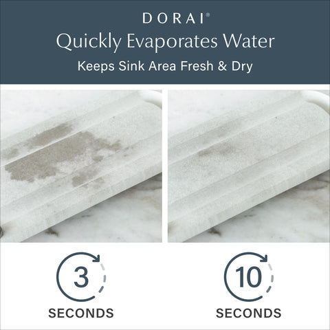 Dorai Home Sink Caddy stainless feet keep the tray elevated and moisture-free.
