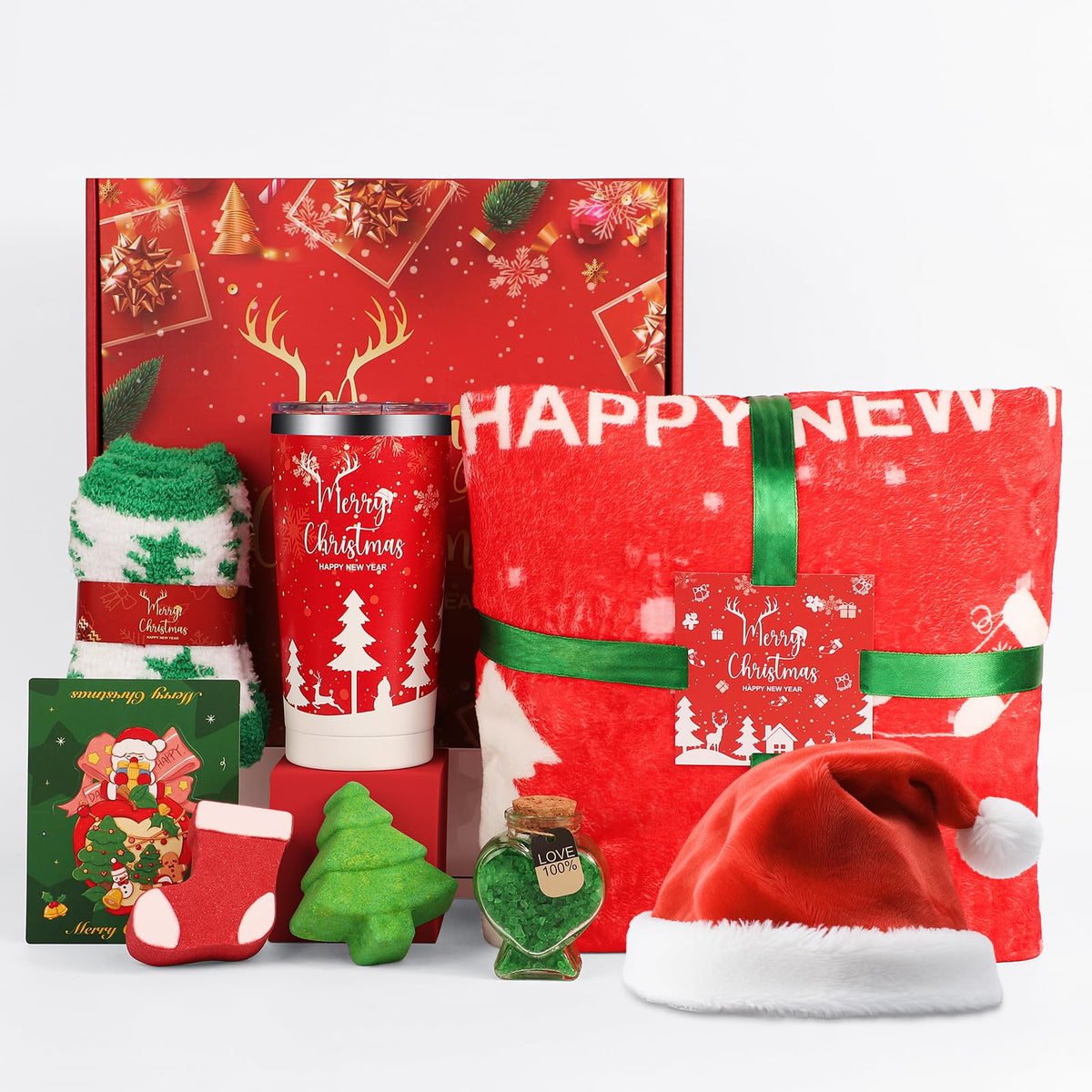 DORBOKER Christmas tumbler with Merry Christmas design keeps drinks hot or cold.