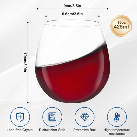 DORELINA stemless wine glass crystal-inspired body enhancing wine aroma