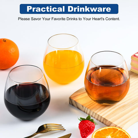 DORELINA stemless wine glasses dishwasher safe label for easy cleanup