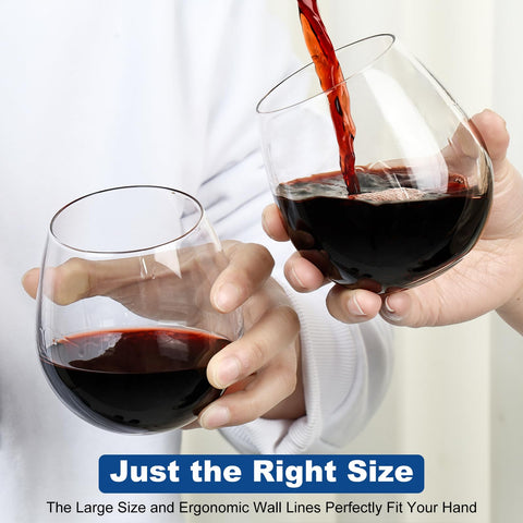 DORELINA stemless wine glasses on table for outdoor entertaining