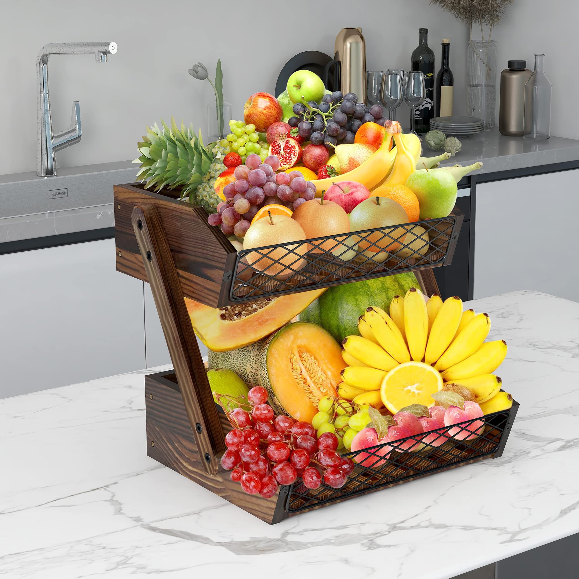 Dorhors countertop organizer two-tier fruit stand keeps produce accessible on the counter