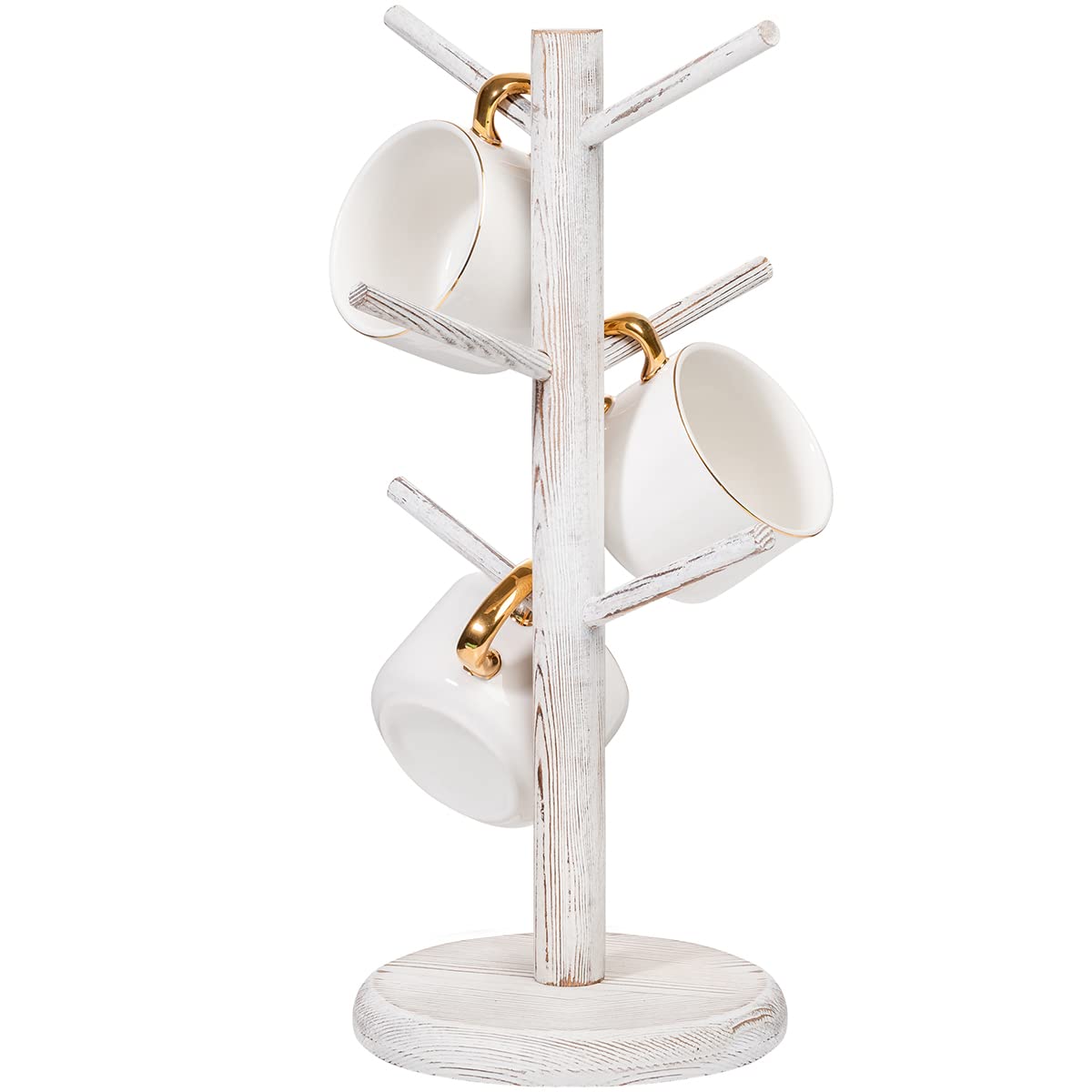 Dorhors mug holder tree with six hooks displaying organized mugs on a counter