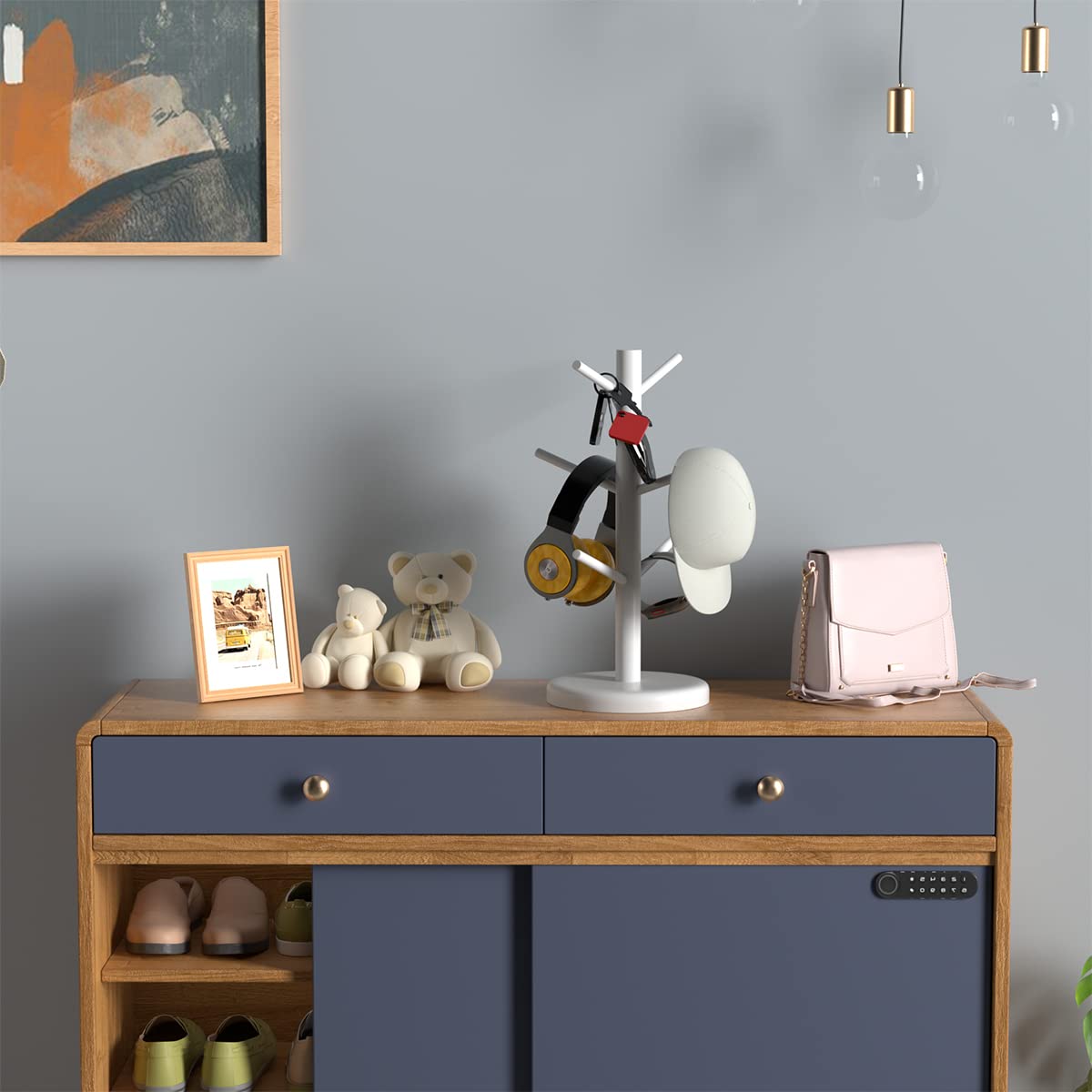 Dorhors rustic wood grain design adds warmth to kitchen or cafe corner.