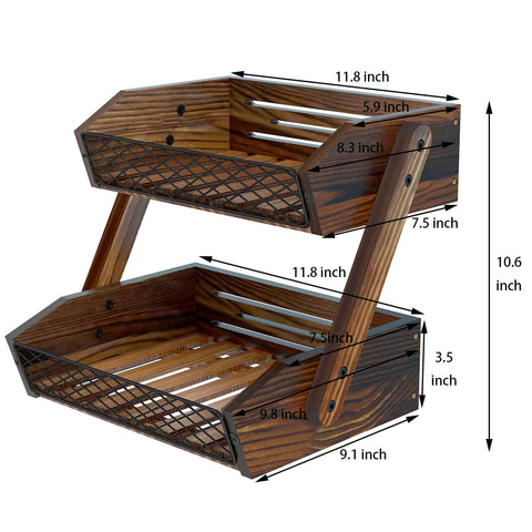 Dorhors rustic wood and metal fruit stand complements kitchen decor