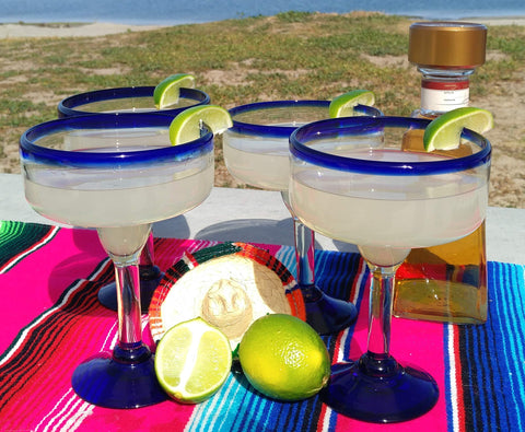 Eco-friendly recycled glass from Dos Sueños, durable margarita glassware.