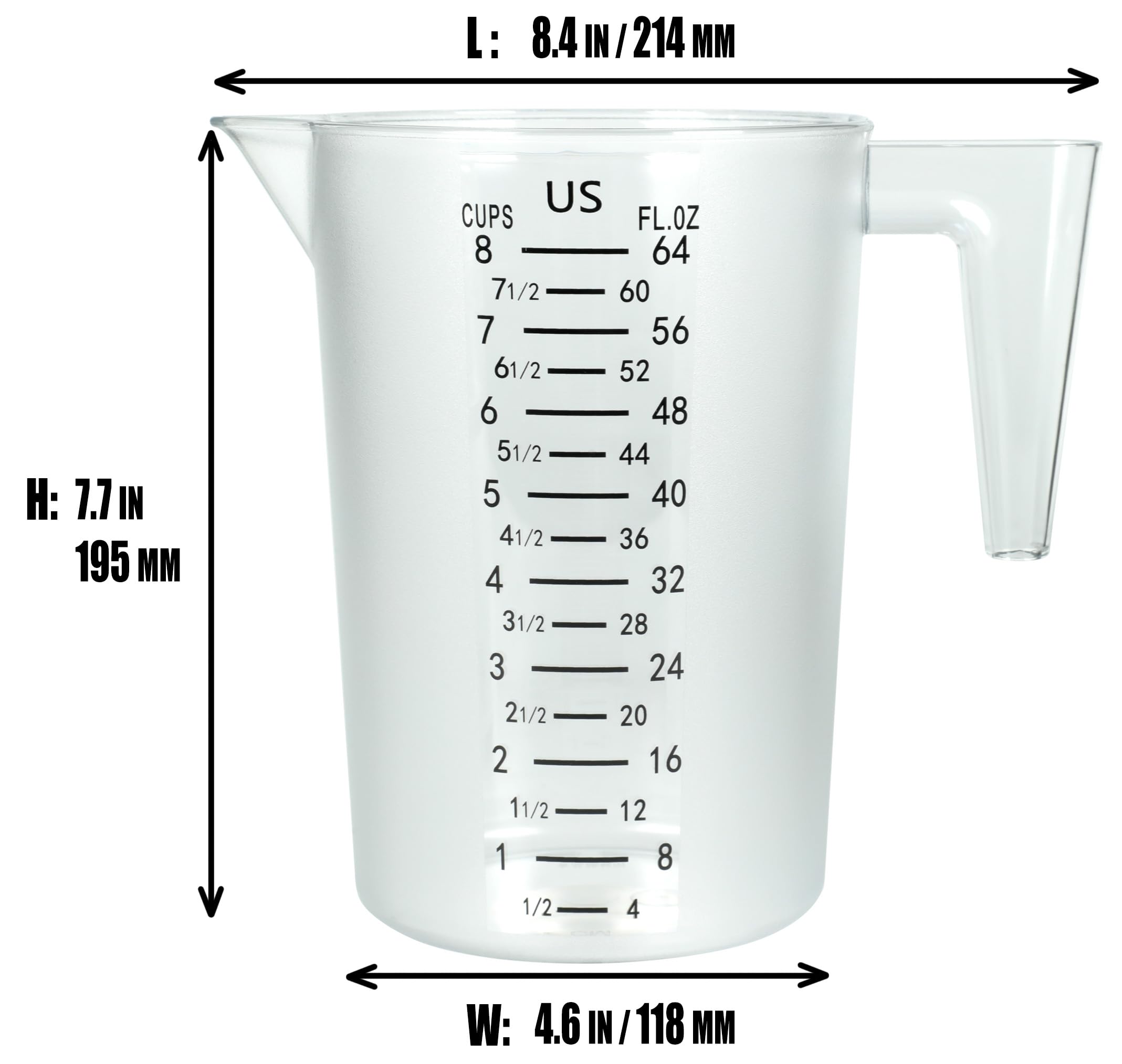 DOTINGHUX 8-cup cup shows large US and metric marks for quick reading