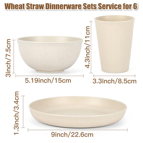 Dotpilgo wheat straw bowls for six, unbreakable and easy to stack.