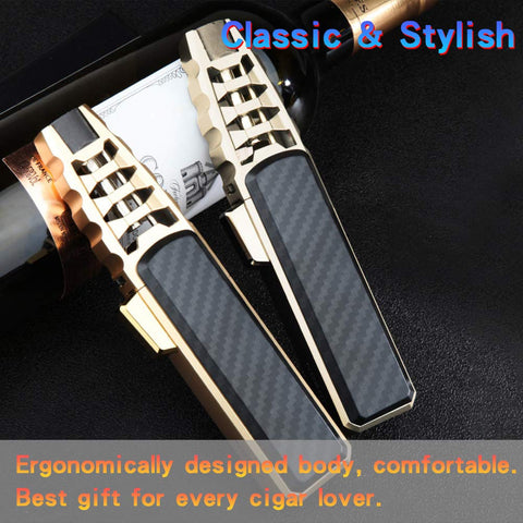 DOUBFIVSY refillable butane port supports ongoing use with easy refills.