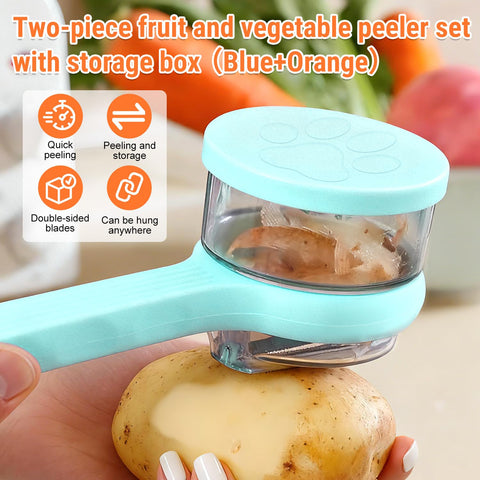 Double-sided stainless steel peeler for versatile left or right-handed use.