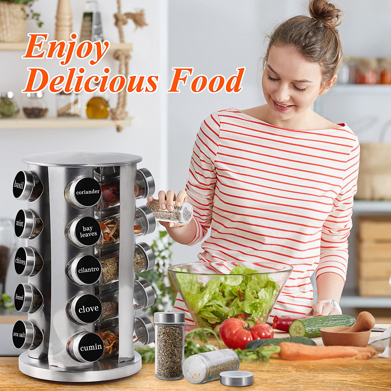 DOUBLE 2 C spice organizer enhances countertop decluttering and accessibility