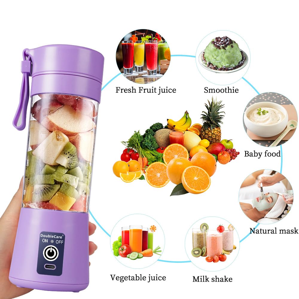 DoubleCare Portable Blender Cup in hand for on-the-go blends.