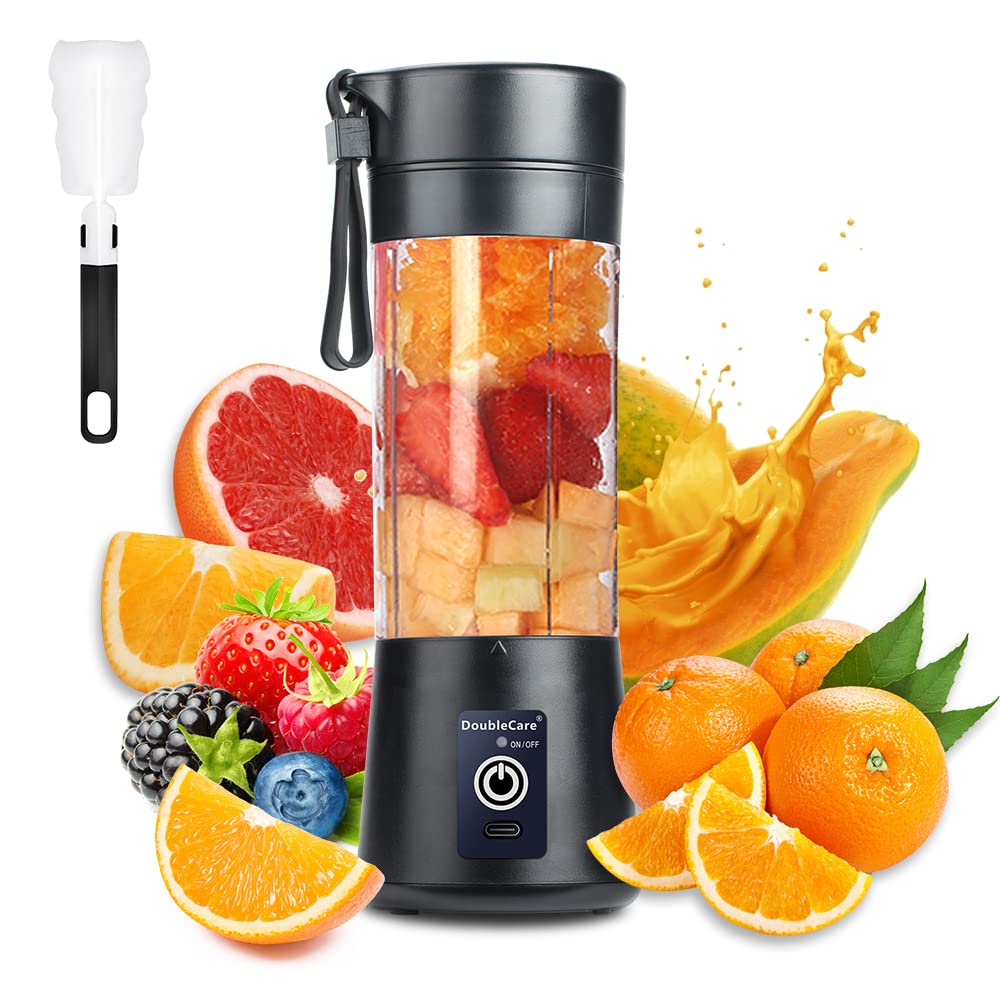 DoubleCare portable blender cup with safety system for safe operation during blending.