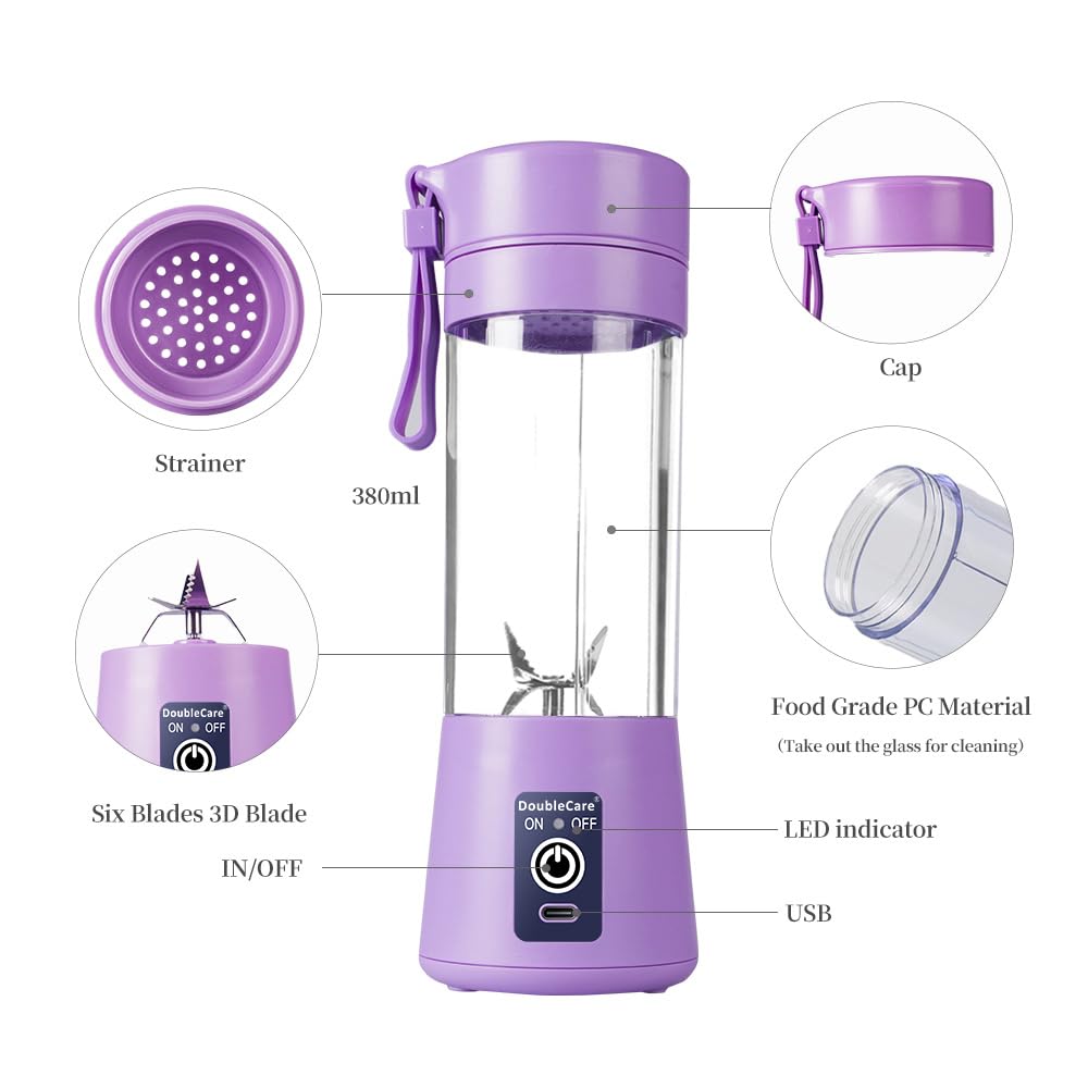 DoubleCare USB charging with 380 ml capacity, up to 15 cups per full charge.