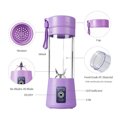 DoubleCare USB charging with 380 ml capacity, up to 15 cups per full charge.