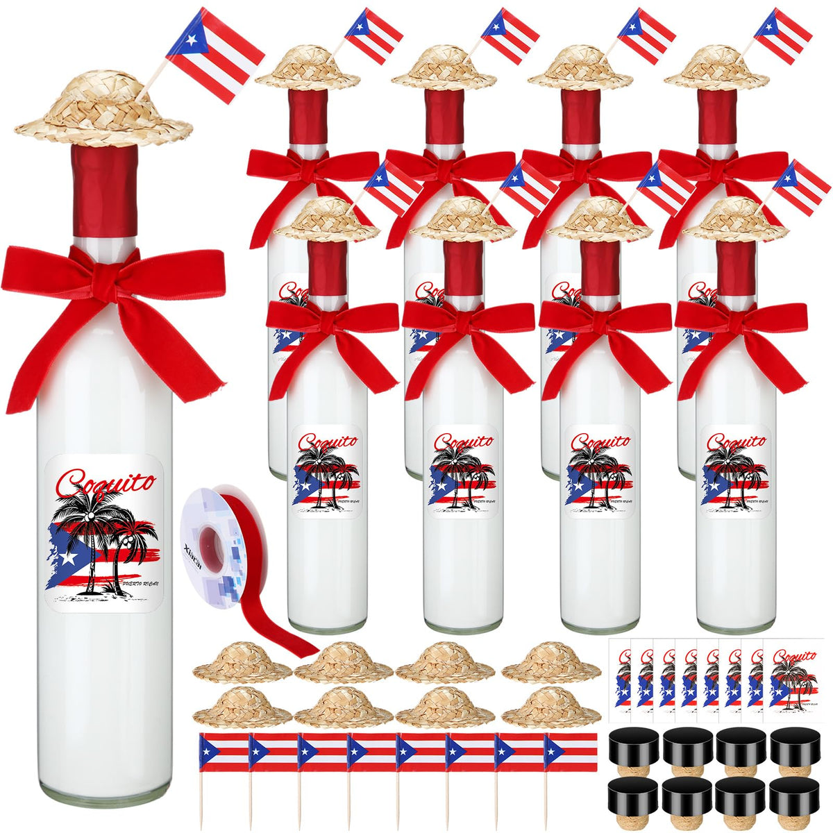 DoubleFill Christmas coquito bottle 16 oz with airtight cap, ideal for holiday servings.