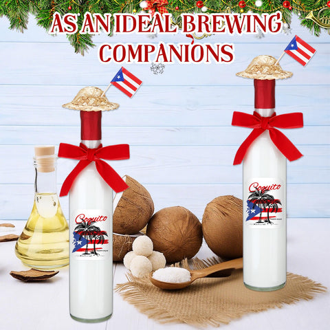 DoubleFill mini straw hats add authentic Christmas charm to each bottle.