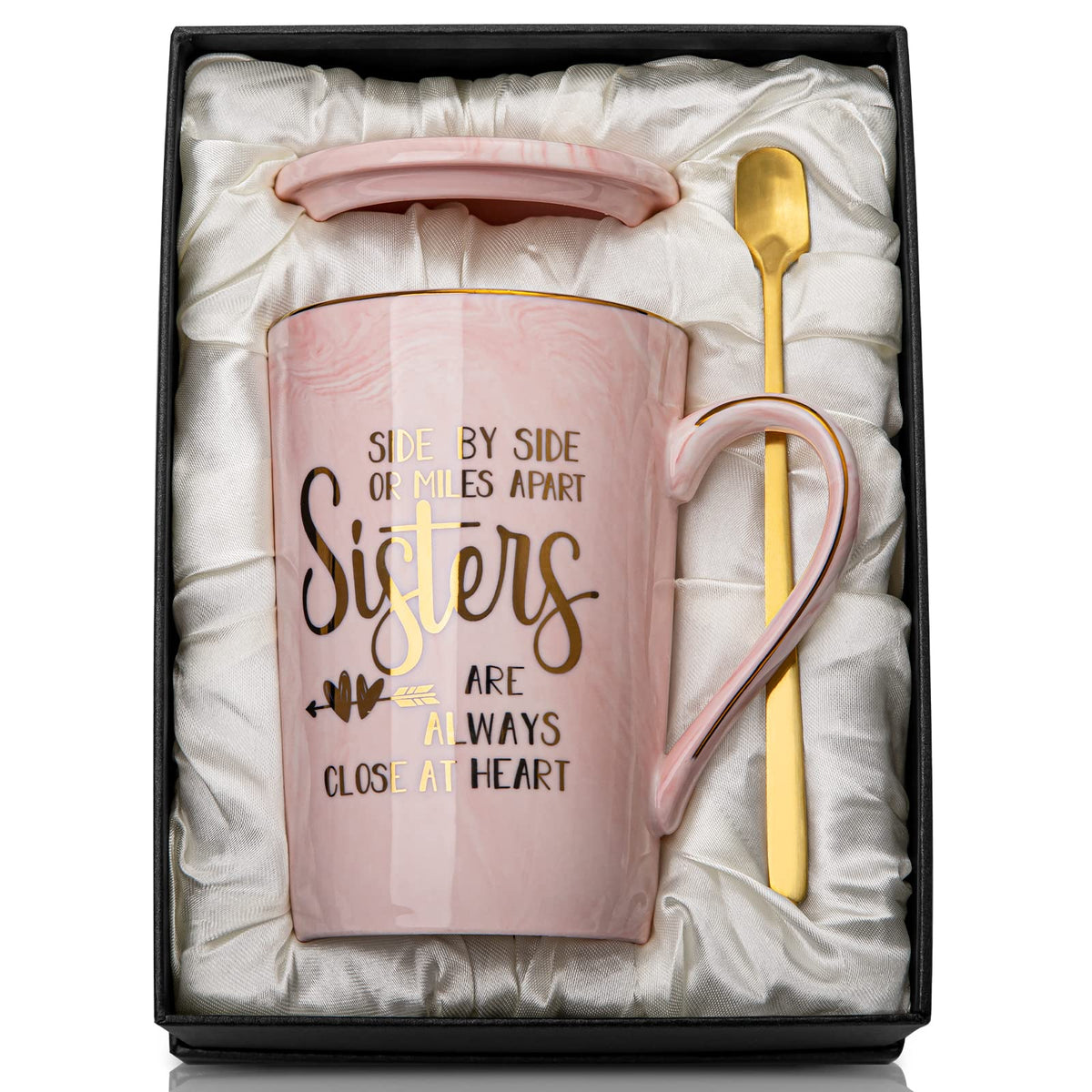 Doublewhale sister gifts pink marble mug—perfect for daily coffee rituals.