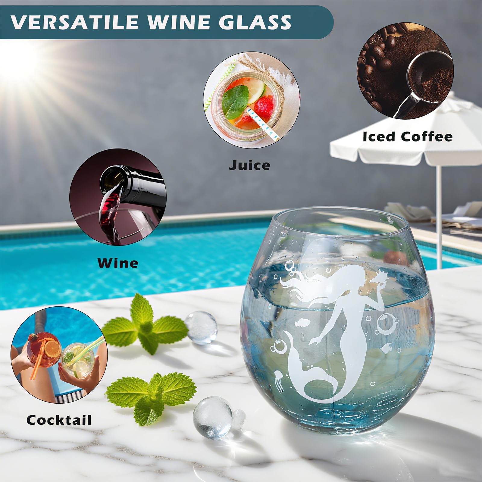 DOUDIZHU teal ocean glass, versatile for water, wine, and celebrations.