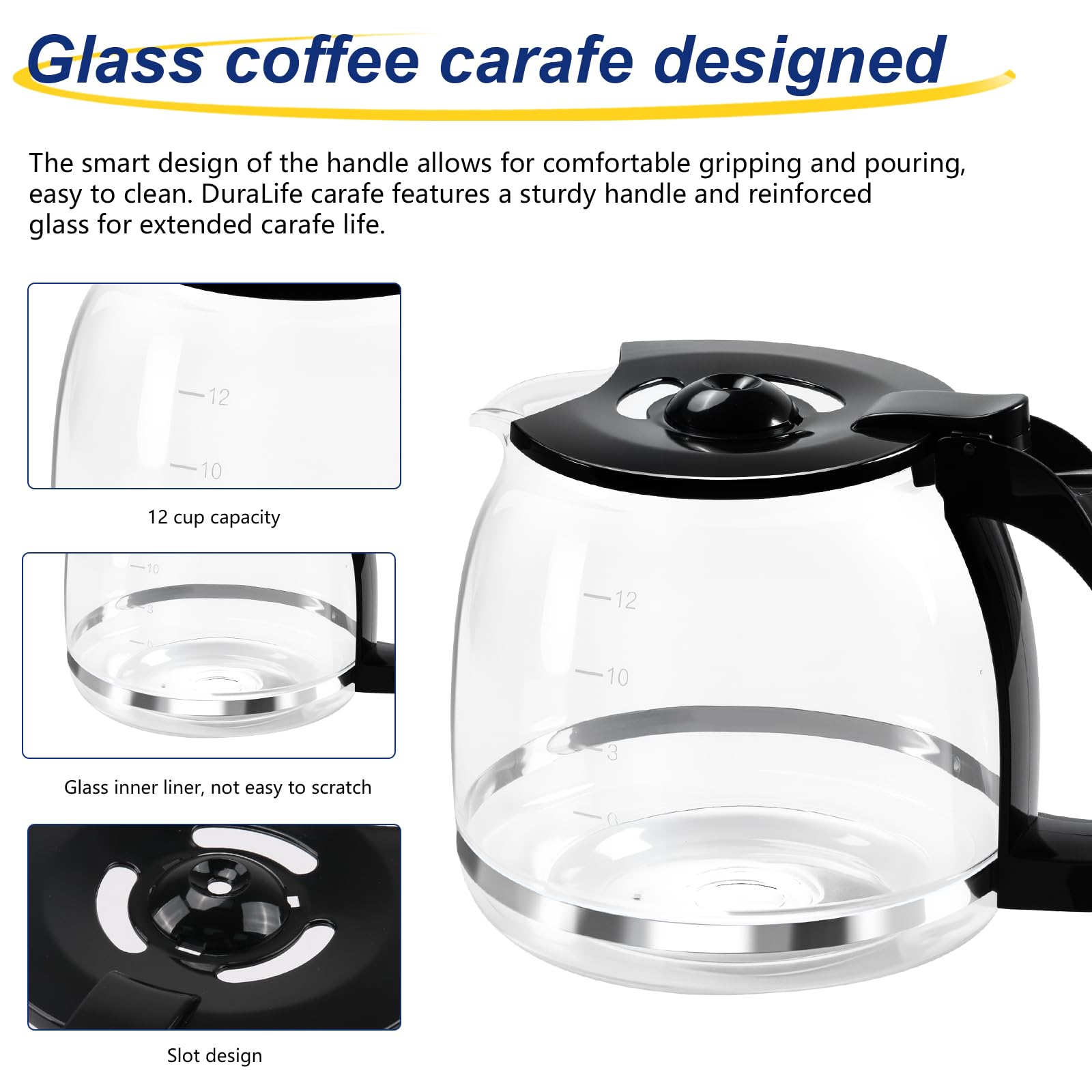 Close handle design enables a comfortable grip during pouring
