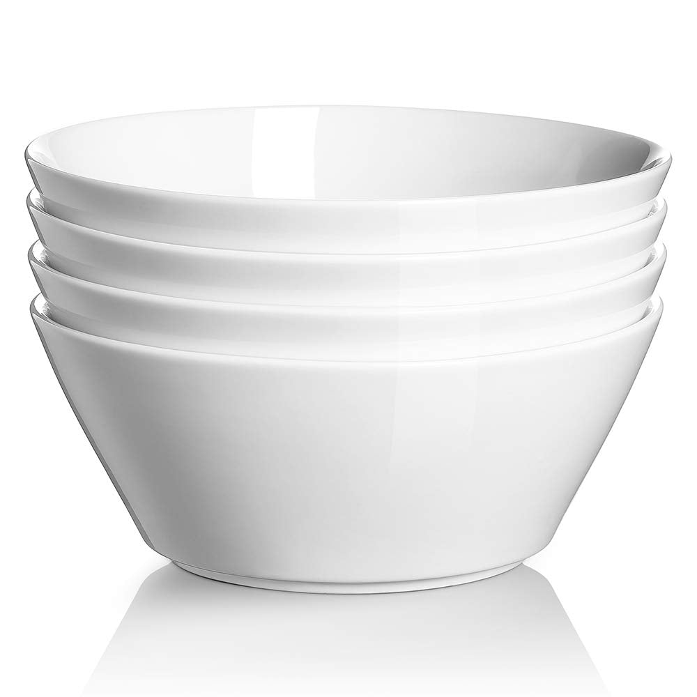 DOWAN 32oz bowl set 4 deep white for hearty soups and cereals.