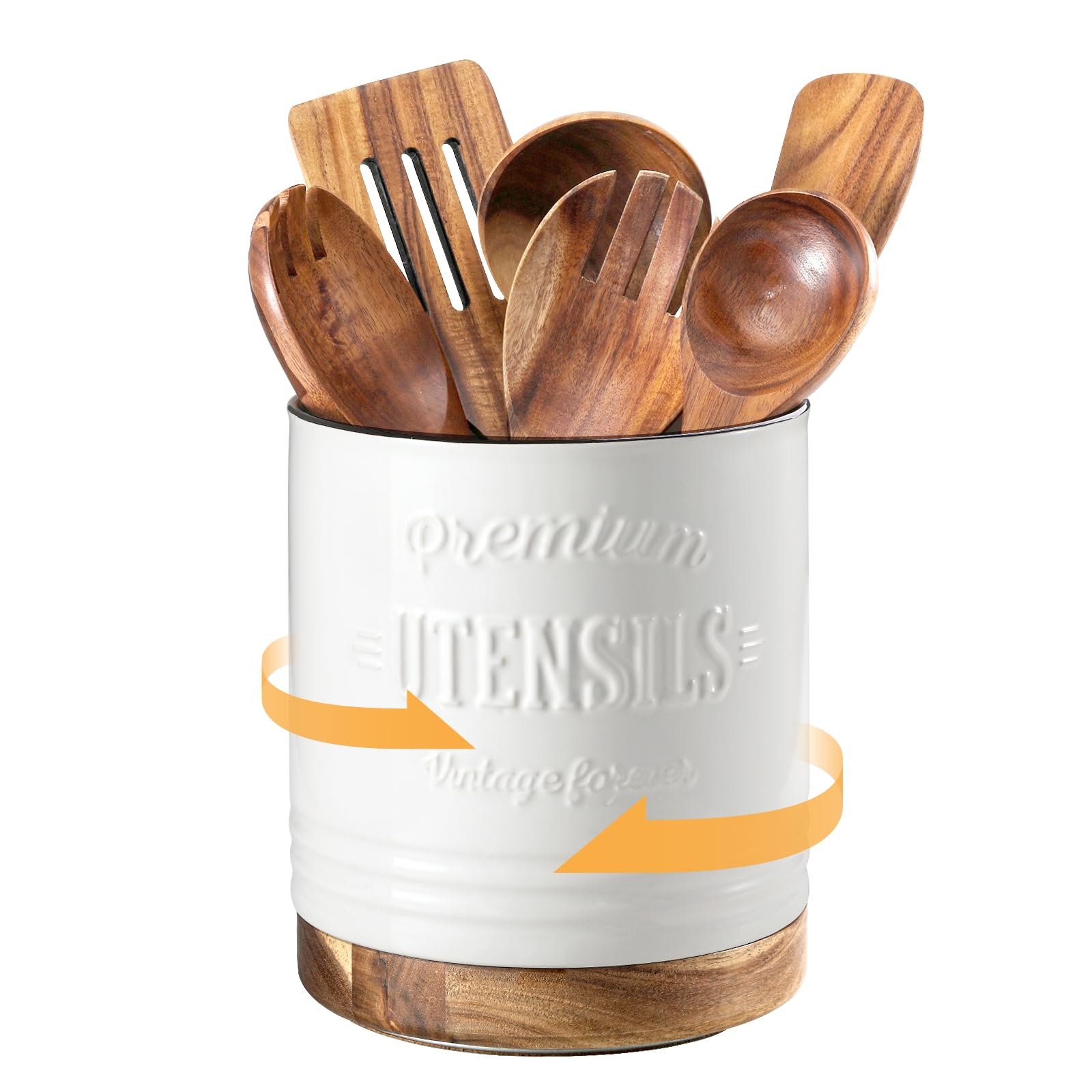 Dowan 360° rotating utensil holder base shown for easy tool access during cooking