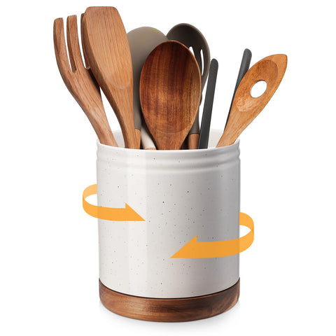DOWAN 360° rotating utensil holder, top view for easy tool access.