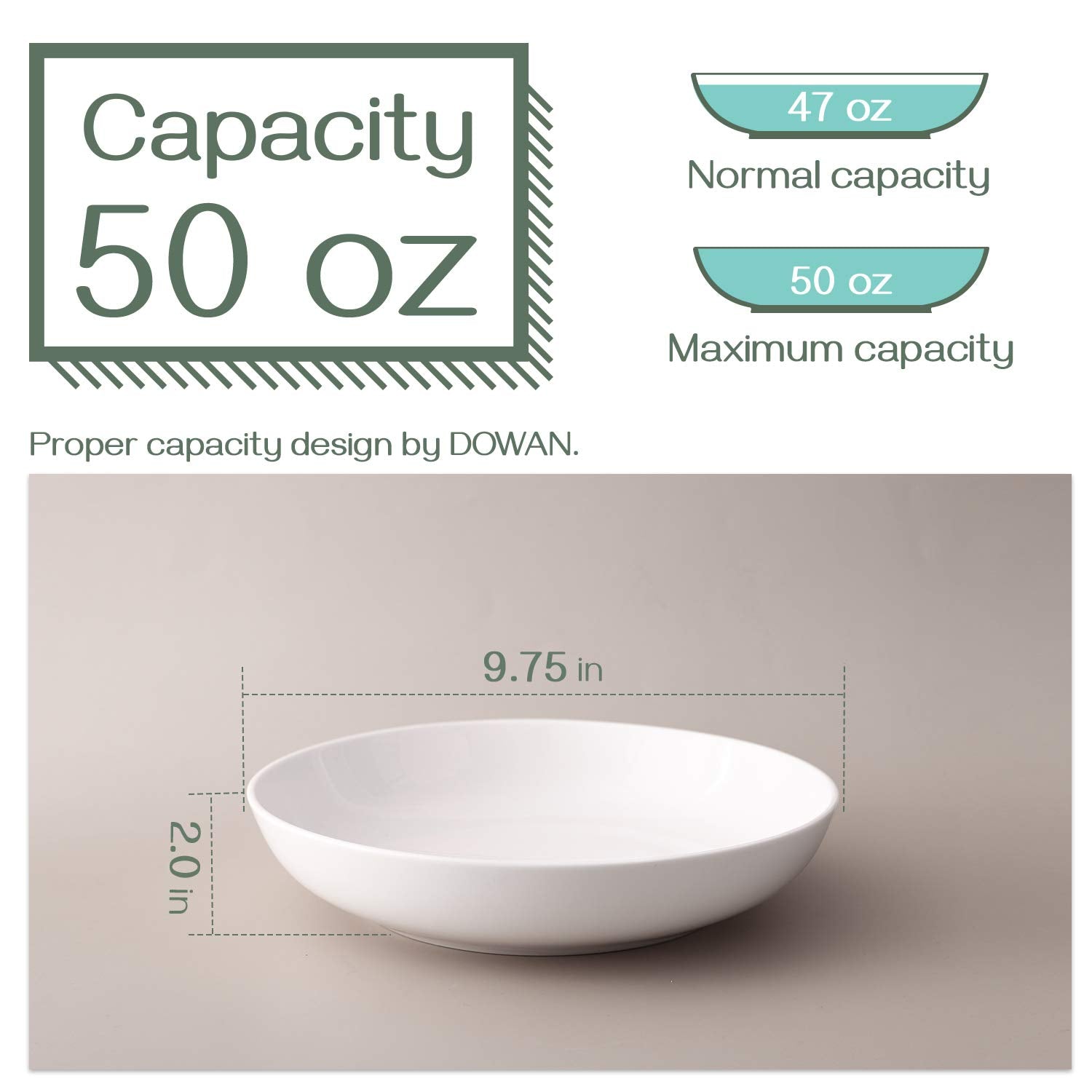 DOWAN 50oz wide bowls showcase stackable design for easy storage