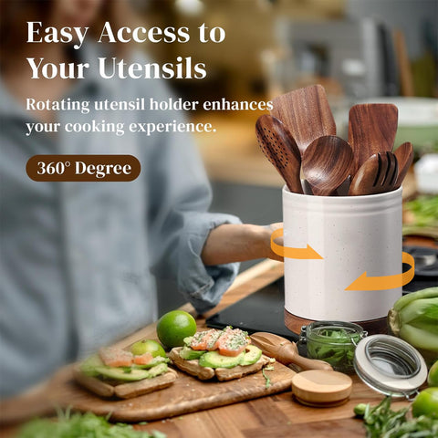 DOWAN 7.6-inch ceramic crock on counter boosts organization.