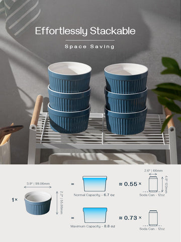 DOWAN creme brulee ramekin in blue glaze for elegant dessert presentation