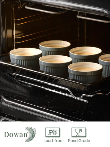 DOWAN 8oz ramekins for lava cake or dessert serving with blue glaze
