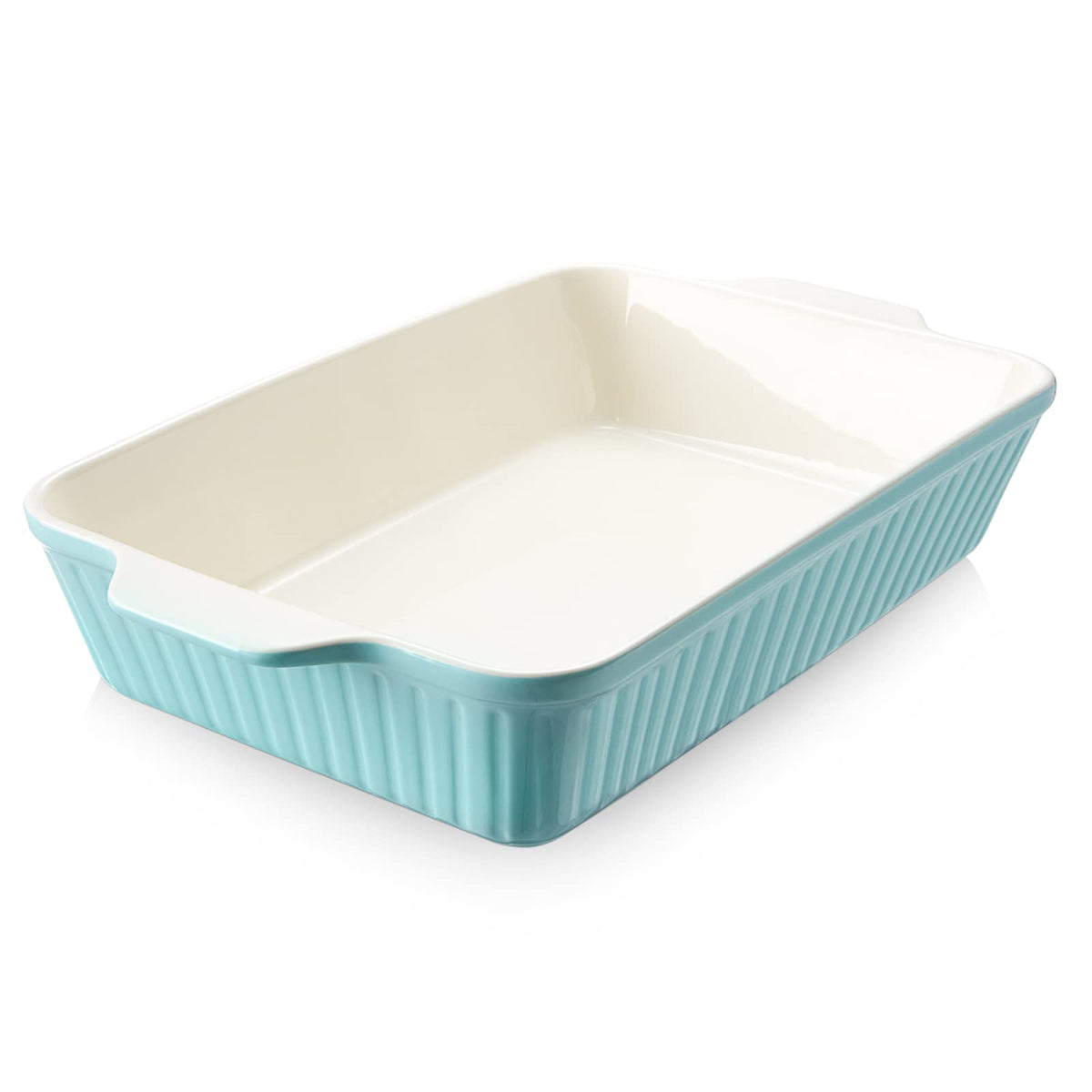 DOWAN 9x13 baking dish blue top view, ideal for lasagna and family meals.