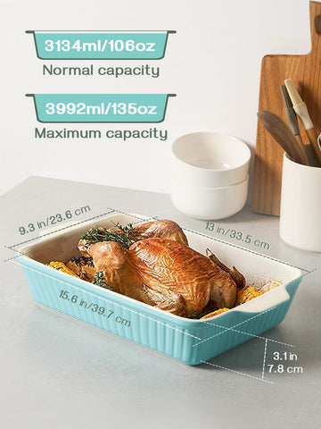 DOWAN 9x13 baking dish blue with handles, easy oven-to-table transfer.