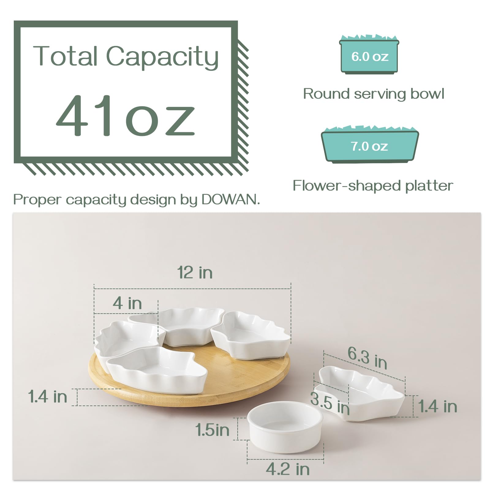 DOWAN bamboo lazy susan base provides smooth rotation and sturdy support.