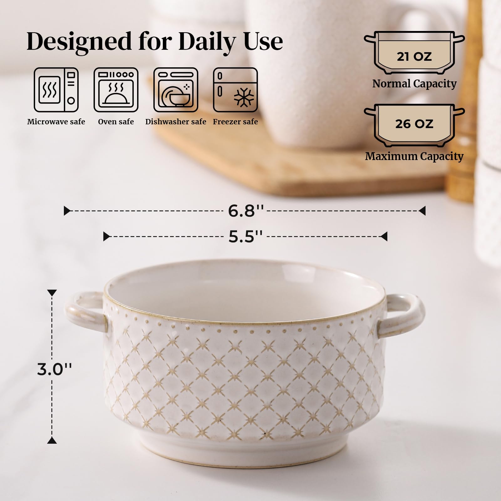 DOWAN beef stew, chowder, or bisque bowls with generous 26 oz capacity