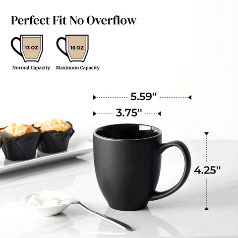 Dowan black mugs with wide handles for easy grip