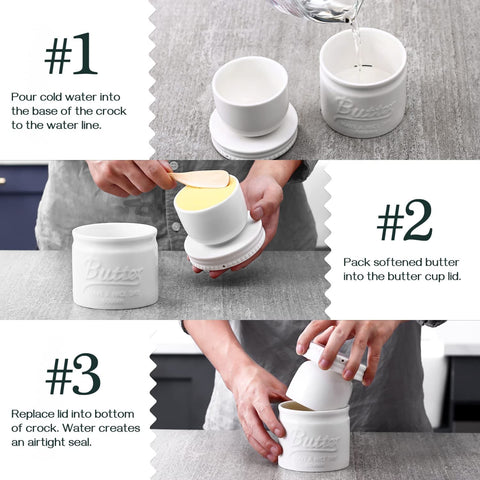 DOWAN Butter Crock capacity for 1 1/4 sticks keeps you ready.
