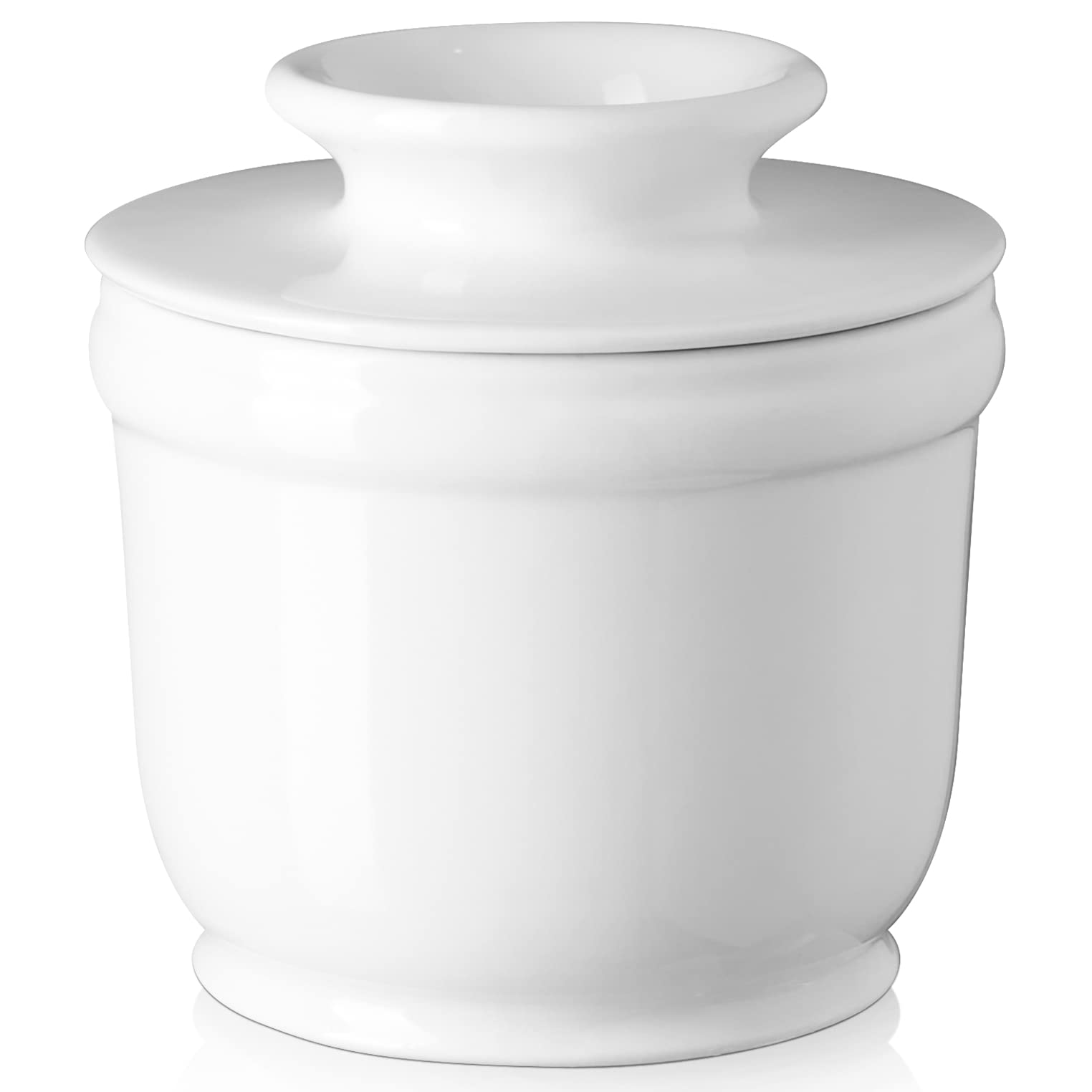 DOWAN butter crock front view showcasing porcelain design for easy butter at room temperature