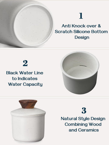 Dowan butter crock non-slip base protects tabletops during everyday use