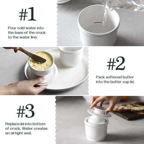 DOWAN butter crock porcelain build resists odors and is easy to clean
