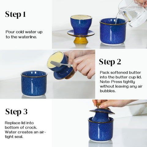 DOWAN butter crock with silicone base protects countertops during daily use.