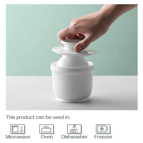 DOWAN butter crock on table with counter-ready design fits kitchen counters